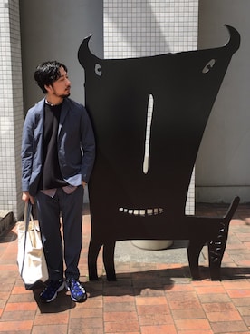 「DESCENTE ALLTERRAIN（デサント　オルテライン）のアイテム（テーラードジャケット）」を使った、moriyamaさん（メンズ・172cm）の春コーディネート