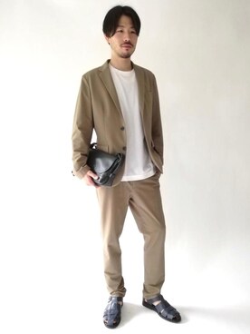「green label relaxing（グリーンレーベルリラクシング）のSC GLR レザー ミニ ショルダー バッグ（ショルダーバッグ、ブルー系）」を使った、hayashi10544さん（メンズ・174cm）の春コーディネート