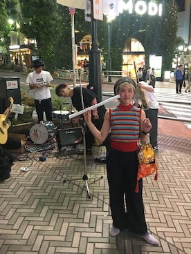 「ハイトーンカラー」｜「アイテム（ハンチング/ベレー帽）」を使った、mayuさん（レディース・154cm）の夏コーディネート