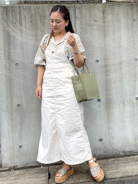 「ぽっちゃり」｜「アイテム（サロペット/オーバーオール）」を使った、Nachiさん（レディース・156cm）の夏コーディネート