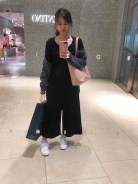 「GU（ジーユー）のアイテム（つなぎ/オールインワン）」を使った、mimawさん（レディース・159cm）の春コーディネート