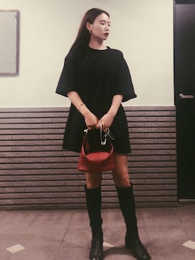 「オルチャンファッション」｜「アイテム（ブーツ）」を使った、さなKoreaさん（レディース・156cm）の秋コーディネート