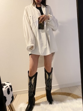 「POLO RALPH LAUREN（ポロ ラルフ ローレン）のアイテム（シャツ/ブラウス、ホワイト系）」を使った、さなKoreaさん（レディース・156cm）の冬コーディネート