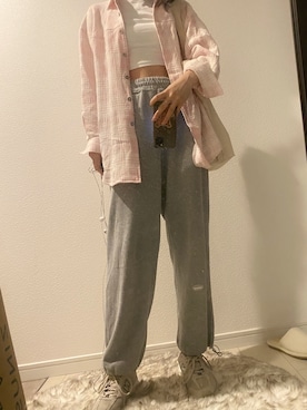 「courreges（クレージュ）のアイテム（シャツ/ブラウス、ピンク系）」を使った、さなKoreaさん（レディース・156cm）の夏コーディネート