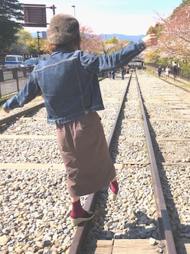 「カップル」｜「アイテム（ハンチング/ベレー帽）」を使った、inoさん（レディース・154cm）の春コーディネート