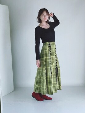 SNIDEL♡チェックスリットスカート