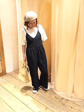 「RNA」｜「アイテム（つなぎ/オールインワン）」を使った、Naomiさん（レディース・163cm）の春コーディネート