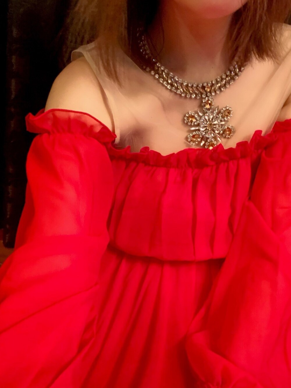 「キレイめ、赤ドレス、giambattista valli❤️hm、Giambattista Valli」｜「GiAMBATTiSTA VALLiのアイテム（ドレス、レッド系）」を使った、Hitomiさん（レディース・168cm）の秋コーディネートの1枚目の写真