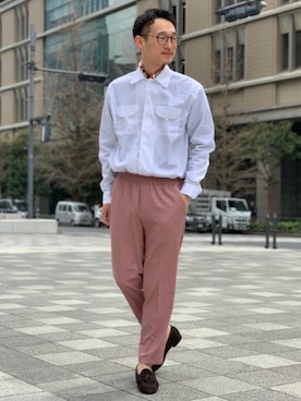 「green label relaxing（グリーンレーベルリラクシング）のアイテム（財布/小物）」を使った、Tomoaki Hondaさん（メンズ・171cm）の春コーディネート