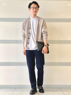 「EDWIN（エドウィン）のアイテム（スラックス）」を使った、Tomoaki Hondaさん（メンズ・171cm）の秋コーディネート