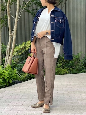 「アイテム（デニムジャケット）」を使った、✰AIMI✰さん（レディース・157cm）の秋コーディネート