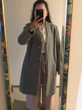 「Honeys（ハニーズ）のアイテム（ノーカラージャケット）」を使った、わんちゃんさん（レディース・153cm）の春コーディネート