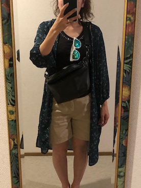 「Honeys（ハニーズ）のアイテム（メッセンジャーバッグ）」を使った、わんちゃんさん（レディース・153cm）の夏コーディネート