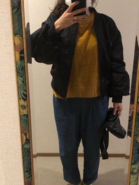 「Honeys（ハニーズ）のアイテム（メッセンジャーバッグ）」を使った、わんちゃんさん（レディース・153cm）の秋コーディネート