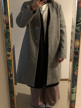 「Honeys（ハニーズ）のアイテム（ノーカラージャケット）」を使った、わんちゃんさん（レディース・153cm）の冬コーディネート