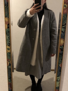 「Honeys（ハニーズ）のアイテム（ノーカラージャケット）」を使った、わんちゃんさん（レディース・153cm）の冬コーディネート