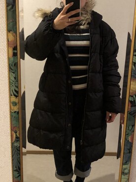 「リブニット」｜「アイテム（ミリタリージャケット）」を使った、わんちゃんさん（レディース・153cm）の冬コーディネート