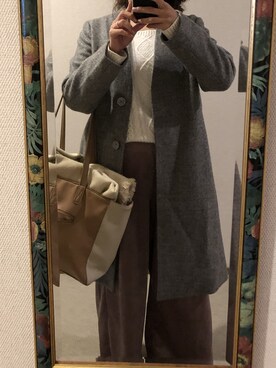 「Honeys（ハニーズ）のアイテム（ノーカラージャケット）」を使った、わんちゃんさん（レディース・153cm）の冬コーディネート
