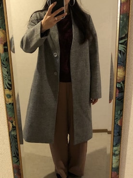 「Honeys（ハニーズ）のアイテム（ノーカラージャケット）」を使った、わんちゃんさん（レディース・153cm）の冬コーディネート