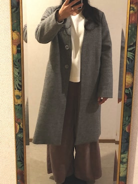 「Honeys（ハニーズ）のアイテム（ノーカラージャケット）」を使った、わんちゃんさん（レディース・153cm）の冬コーディネート