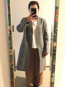 「Honeys（ハニーズ）のアイテム（ノーカラージャケット）」を使った、わんちゃんさん（レディース・153cm）の冬コーディネート