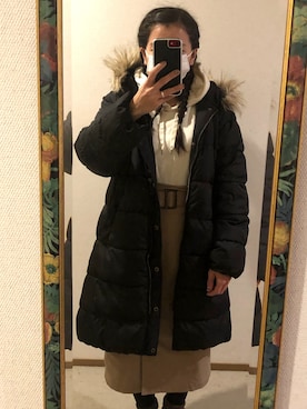 「Honeys（ハニーズ）のトレンチ風タイトスカート（スカート）」を使った、わんちゃんさん（レディース・153cm）の冬コーディネート
