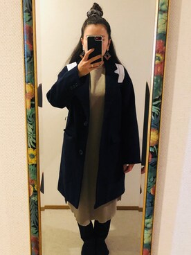 「ハニーズ」｜「アイテム（チェスターコート）」を使った、わんちゃんさん（レディース・153cm）の冬コーディネート