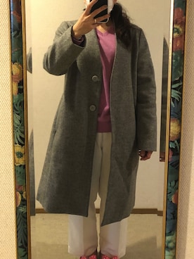 「Honeys（ハニーズ）のアイテム（ノーカラージャケット）」を使った、わんちゃんさん（レディース・153cm）の春コーディネート
