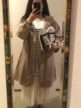 「Honeys（ハニーズ）のアイテム（マウンテンパーカー）」を使った、わんちゃんさん（レディース・153cm）の春コーディネート