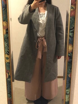 「Honeys（ハニーズ）のアイテム（ノーカラージャケット）」を使った、わんちゃんさん（レディース・153cm）の春コーディネート