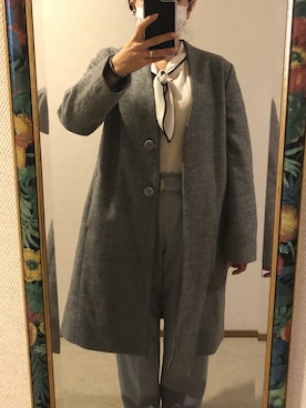 「Honeys（ハニーズ）のアイテム（ノーカラージャケット）」を使った、わんちゃんさん（レディース・153cm）の春コーディネート