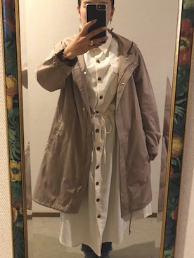 「Honeys（ハニーズ）のアイテム（マウンテンパーカー）」を使った、わんちゃんさん（レディース・153cm）の春コーディネート