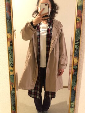 「Honeys（ハニーズ）のアイテム（マウンテンパーカー）」を使った、わんちゃんさん（レディース・153cm）の秋コーディネート