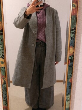 「Honeys（ハニーズ）のアイテム（ノーカラージャケット）」を使った、わんちゃんさん（レディース・153cm）の秋コーディネート