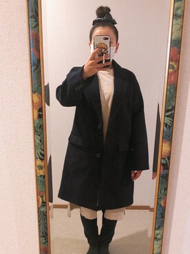 「ハニーズ」｜「アイテム（チェスターコート）」を使った、わんちゃんさん（レディース・153cm）の冬コーディネート