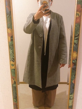 「Honeys（ハニーズ）のアイテム（ノーカラージャケット）」を使った、わんちゃんさん（レディース・153cm）の冬コーディネート