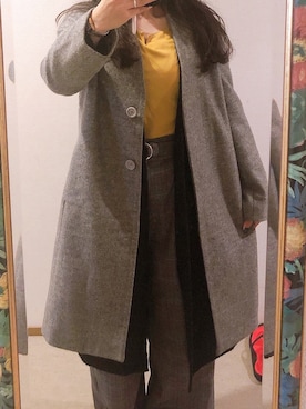 「Honeys（ハニーズ）のアイテム（ノーカラージャケット）」を使った、わんちゃんさん（レディース・153cm）の冬コーディネート