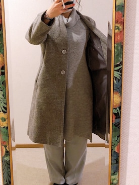 「Honeys（ハニーズ）のアイテム（ノーカラージャケット）」を使った、わんちゃんさん（レディース・153cm）の冬コーディネート