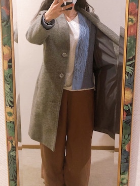 「Honeys（ハニーズ）のアイテム（ノーカラージャケット）」を使った、わんちゃんさん（レディース・153cm）の冬コーディネート