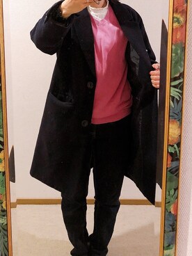「ハニーズ」｜「アイテム（チェスターコート）」を使った、わんちゃんさん（レディース・153cm）の冬コーディネート