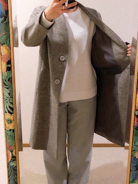 「Honeys（ハニーズ）のアイテム（ノーカラージャケット）」を使った、わんちゃんさん（レディース・153cm）の春コーディネート
