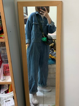 「Taiwan」｜「アイテム（オールインワン・サロペット）」を使った、🇹🇼zoeyさん（レディース・158cm）の春コーディネート