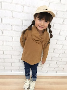 「Vネック」｜Milkissさん（キッズ・100cm）の秋コーディネート