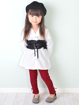 「アイテム（レッグウェア）」を使った、Milkissさん（キッズ・100cm）の秋コーディネート