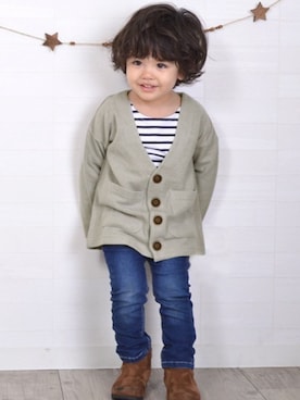 「アイテム（カーディガン/ボレロ）」を使った、Milkissさん（キッズ・90cm）の冬コーディネート