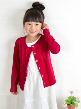 「アイテム（カーディガン/ボレロ）」を使った、Milkissさん（キッズ・120cm）の春コーディネート