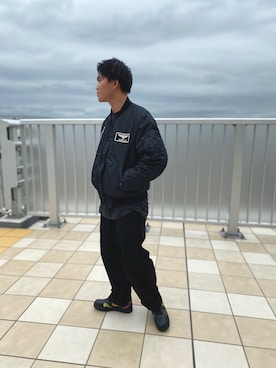 「ラブアンドピース2020」｜「アイテム（MA-1）」を使った、Yu OTSUKAさん（メンズ・176cm）の秋コーディネート
