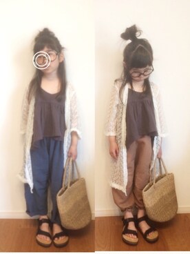 「レースカーディガン」｜aya＊tomoさん（キッズ・110cm）の春コーディネート