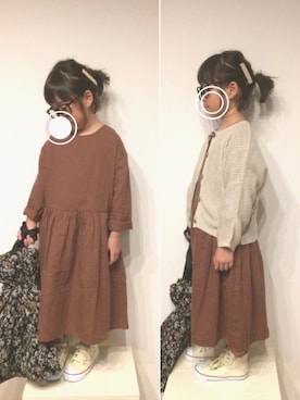 「GLOBAL WORK（グローバルワーク）のアイテム（ヘアピン）」を使った、aya＊tomoさん（キッズ・110cm）の秋コーディネート