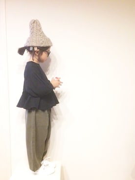 「アイテム（バレッタ/ヘアクリップ）」を使った、aya＊tomoさん（キッズ・110cm）の秋コーディネート